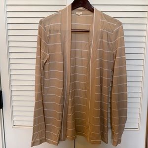 JCrew factory xxs tan and white cardigan